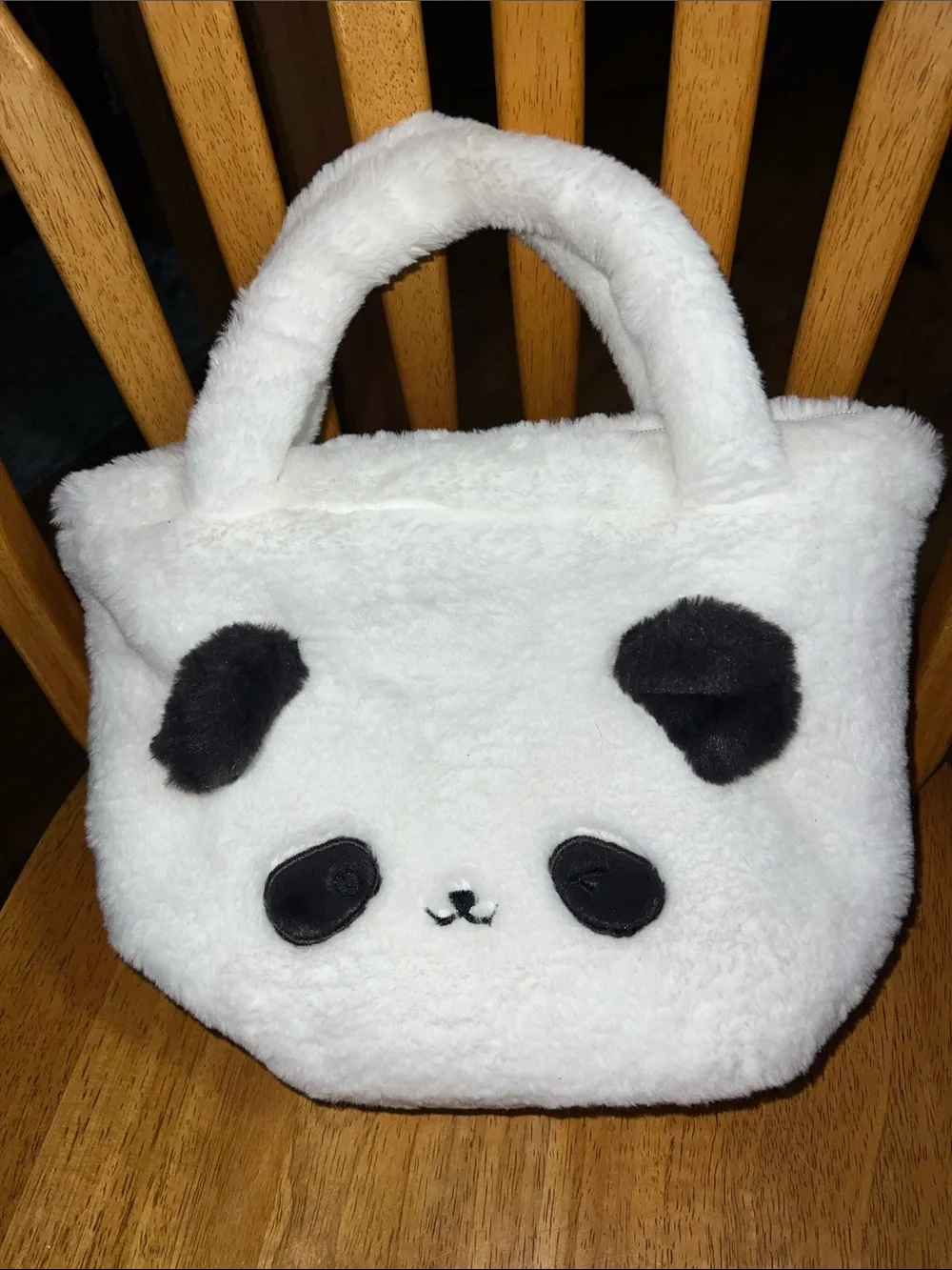Plush White Panda Kids Handbag with Cute Face